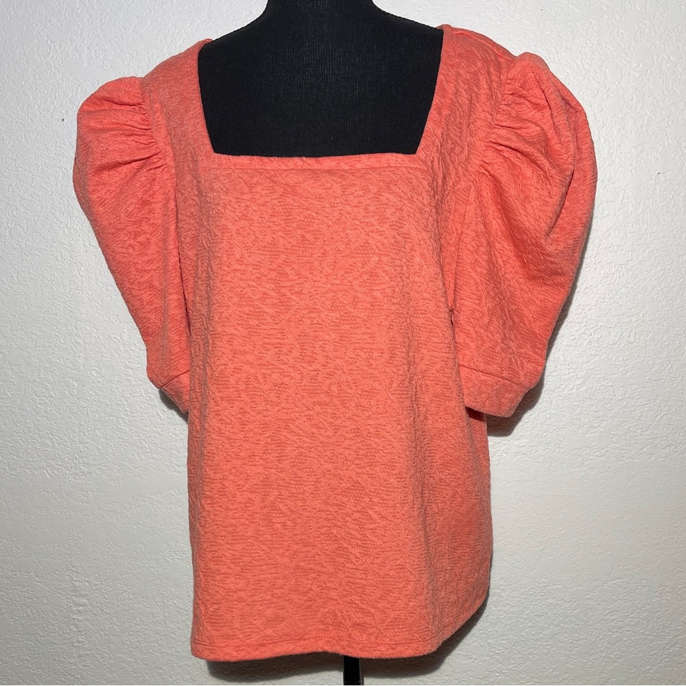 Nine West Coral Puff Sleeve Top